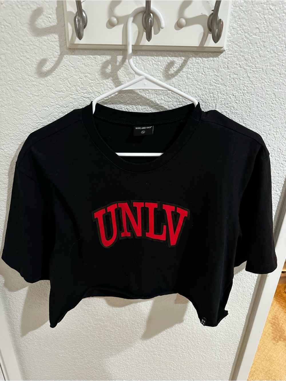 UNLV Black Cropped Tee with Red Logo - Women's Casual Crop Top